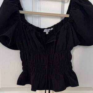 RHODE Black Puff Sleeve Blouse